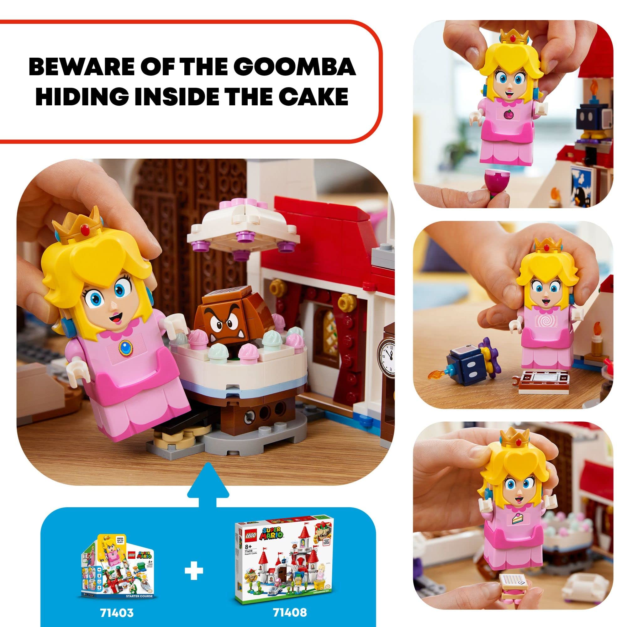 LEGO Super Mario Peach's Castle Peach stained-glass window adds decorative charm