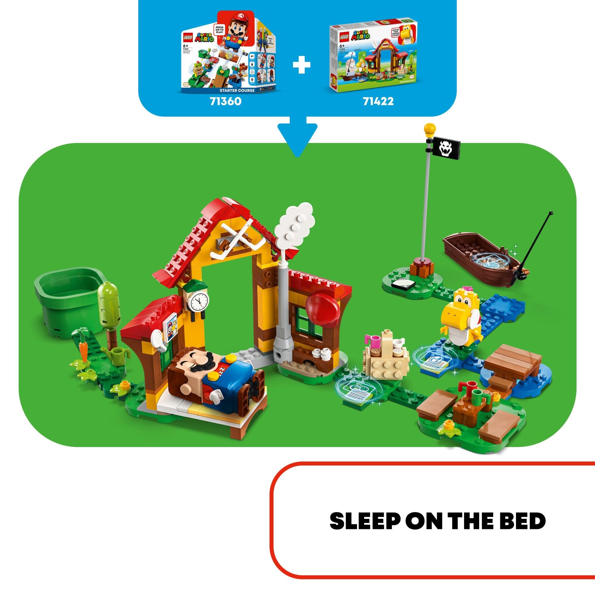 LEGO Super Mario Picnic Table Field Hockey image: table doubles as a goal for active play