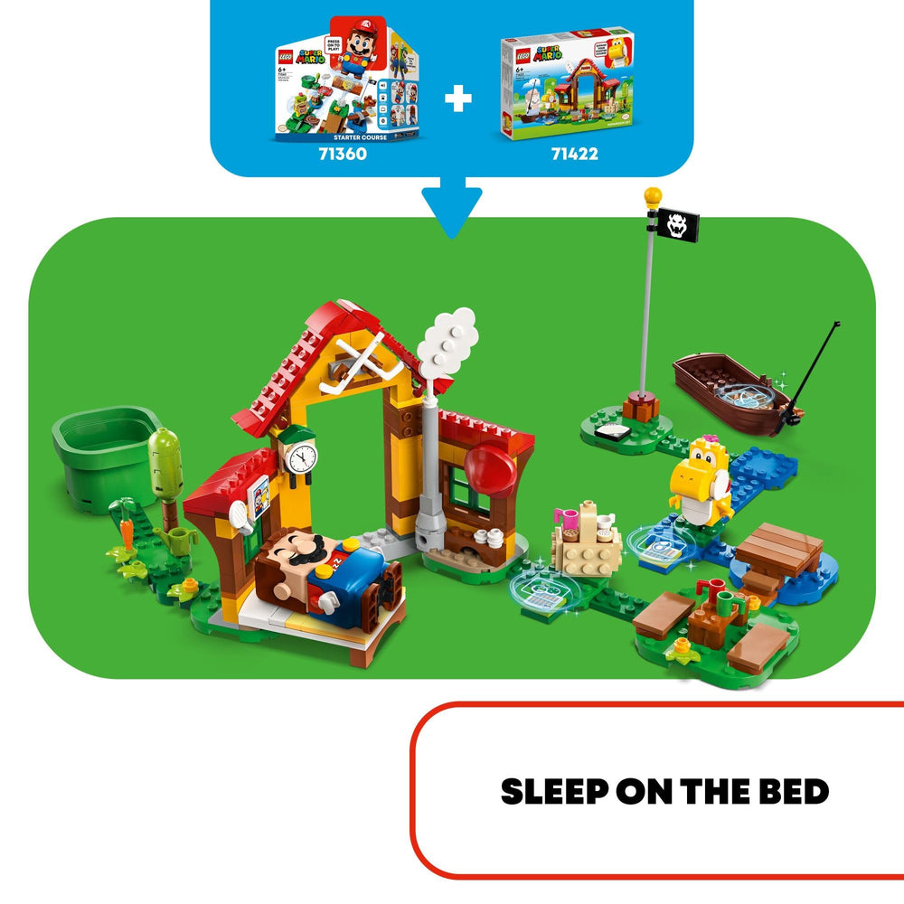 LEGO Super Mario Picnic Table Field Hockey image: table doubles as a goal for active play