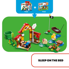 LEGO Super Mario Picnic Table Field Hockey image: table doubles as a goal for active play