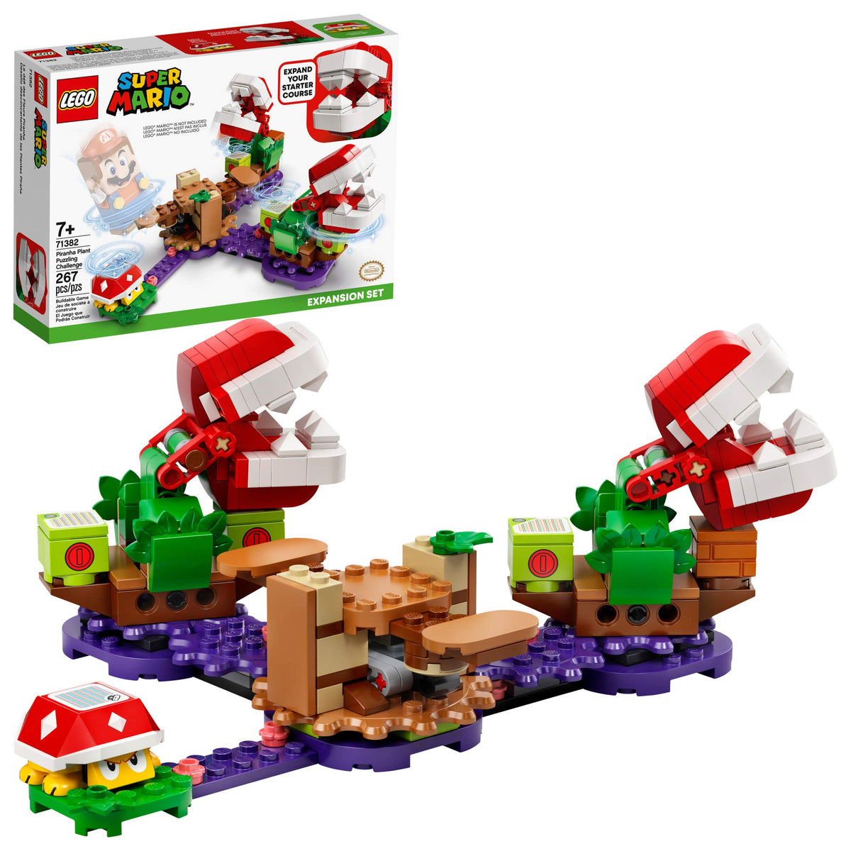 LEGO Super Mario Piranha Plant Puzzling Challenge expansion box art encourages creative building adventures