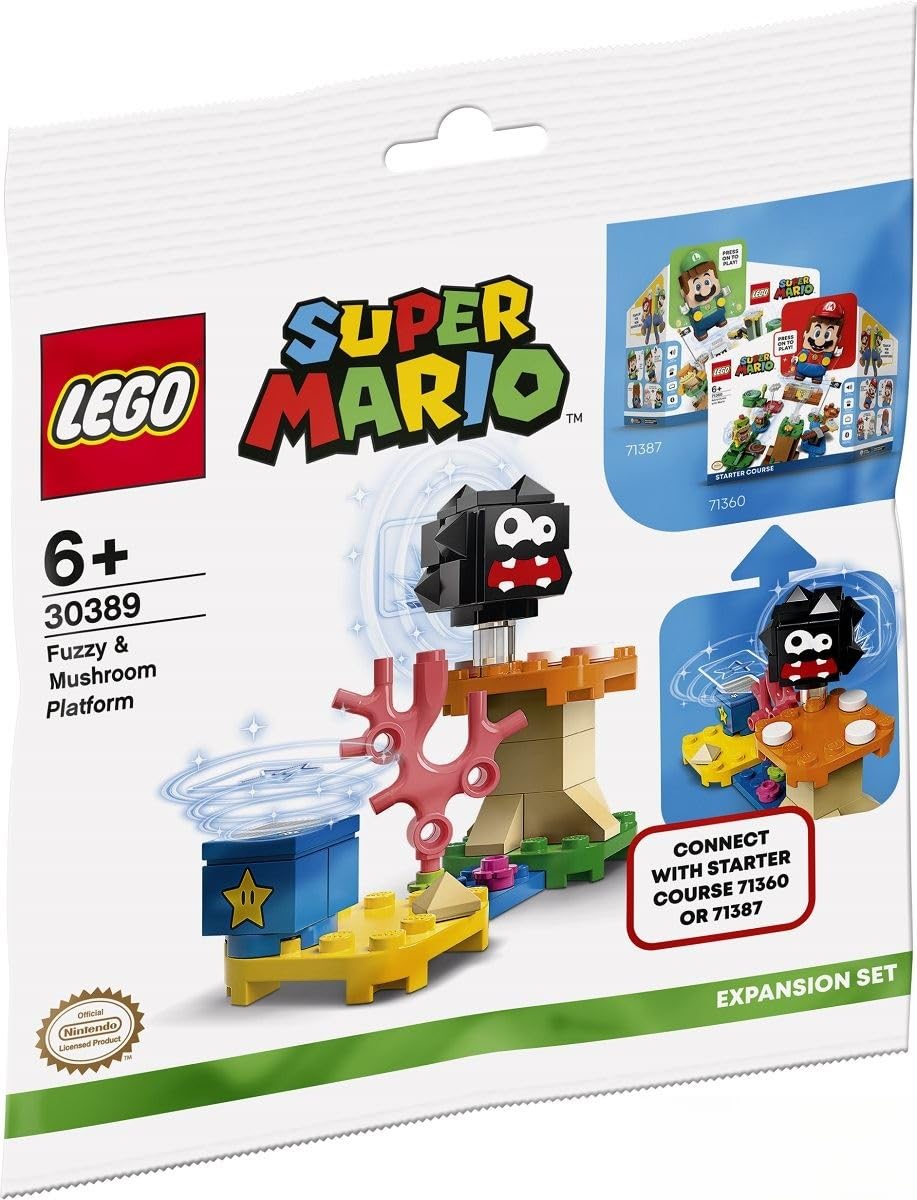 Lego Super Mario polybag platform and mushroom for interactive play and display
