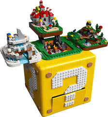 LEGO Super Mario question block featuring Mario figure for display and retro-gaming fans.