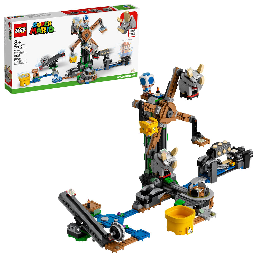 LEGO Super Mario Reznor Knockdown Set with rotating platforms for dynamic action.