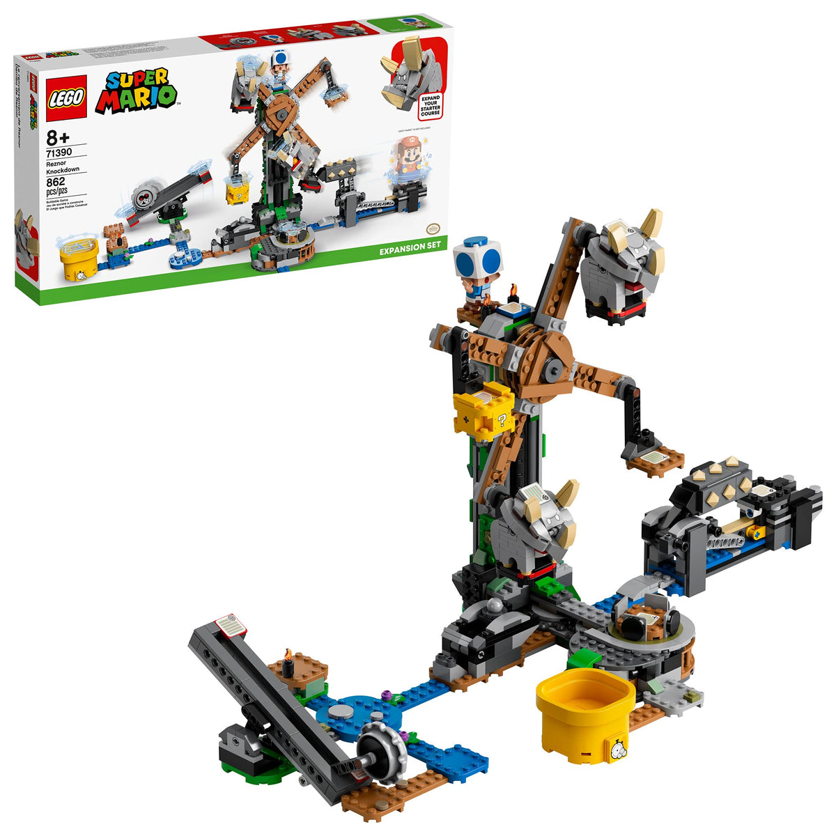 LEGO Super Mario Reznor Knockdown Set with rotating platforms for dynamic action.