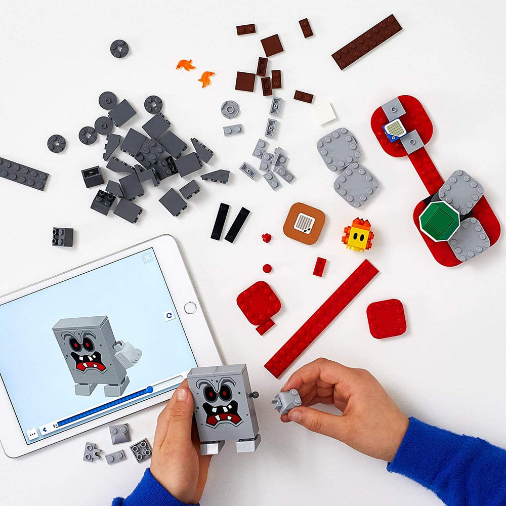 Balancing platform supports LEGO Mario for balanced, tactile play