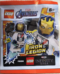 LEGO Iron Legion minifigure side view, detailed armor and cannon framing