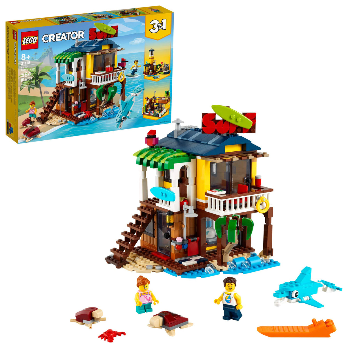 LEGO Surfer Beach House front view for display and play