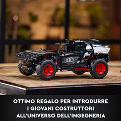 LEGO Technic Audi RS Q e-tron 42160 suspension-detail image shows 4-wheel independent suspension