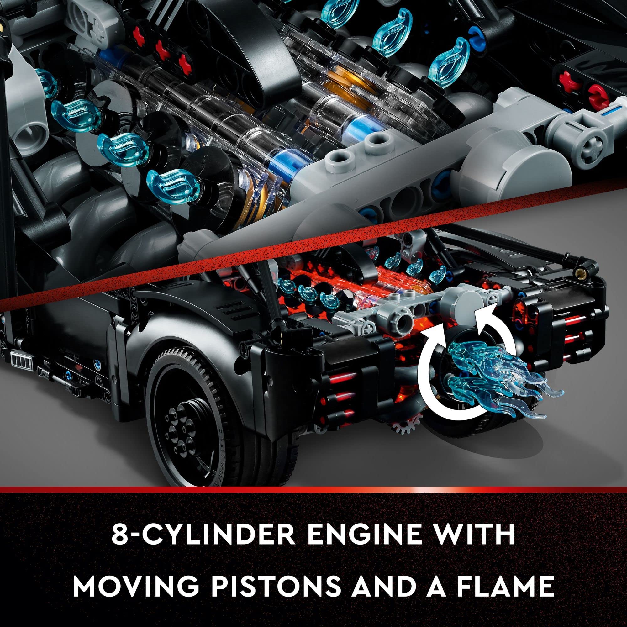 LEGO Technic Batmobile light bricks illuminate engine and grille