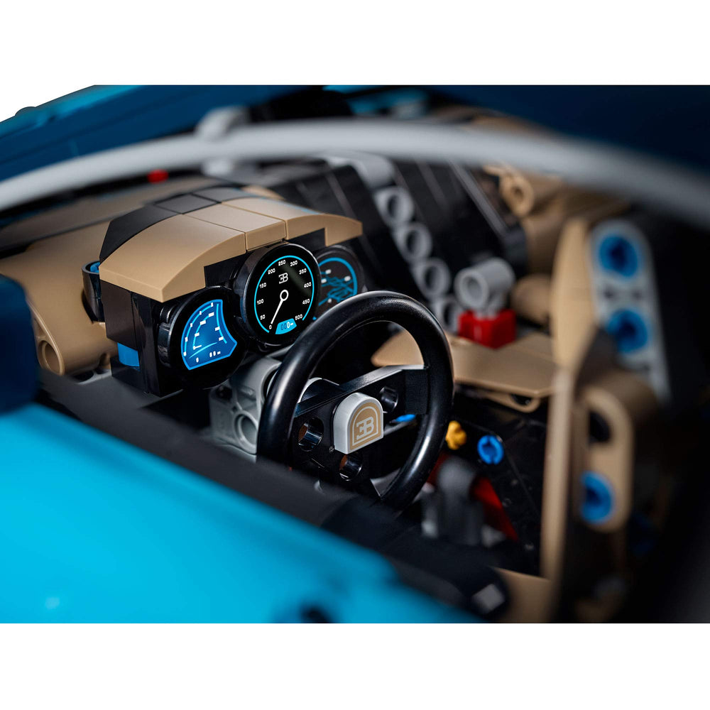 LEGO Technic Bugatti Chiron duo-tone blue color scheme for authentic appearance
