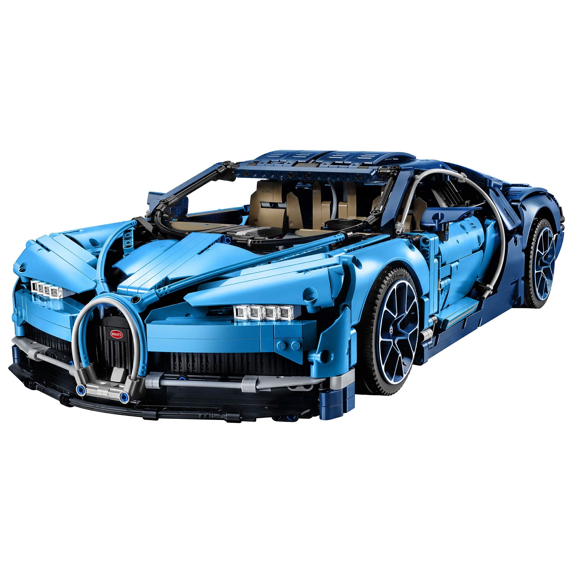 LEGO Technic Bugatti Chiron rear wing demonstrates adjustable aerodynamics for display or play