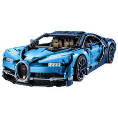 LEGO Technic Bugatti Chiron rear wing demonstrates adjustable aerodynamics for display or play