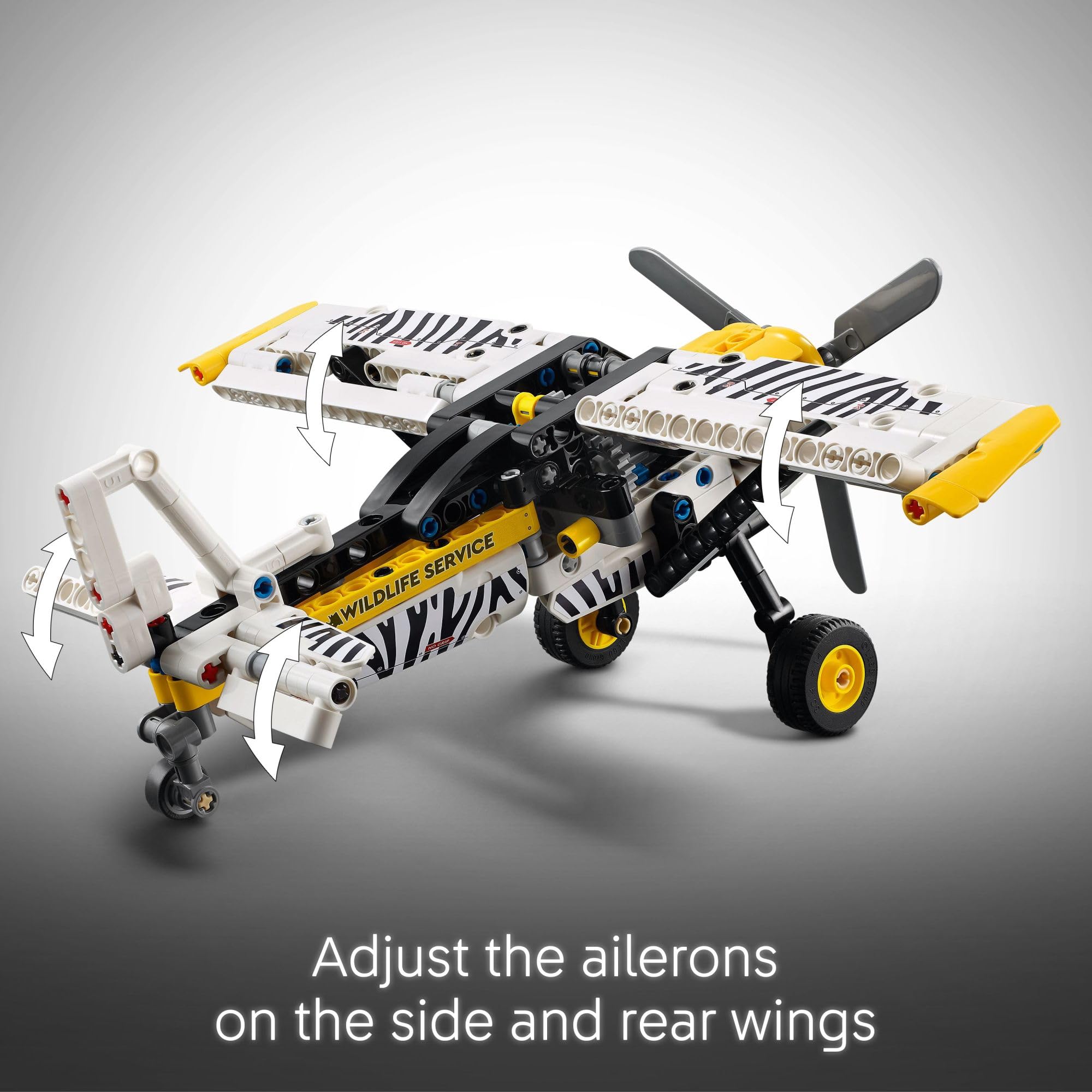 LEGO Technic Bush Plane adjustable ailerons demonstrate wing control in pretend missions