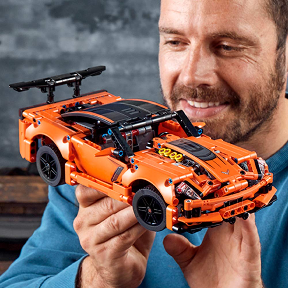 LEGO Technic Corvette ZR1 42093 rear wing highlighting aero detail for fans