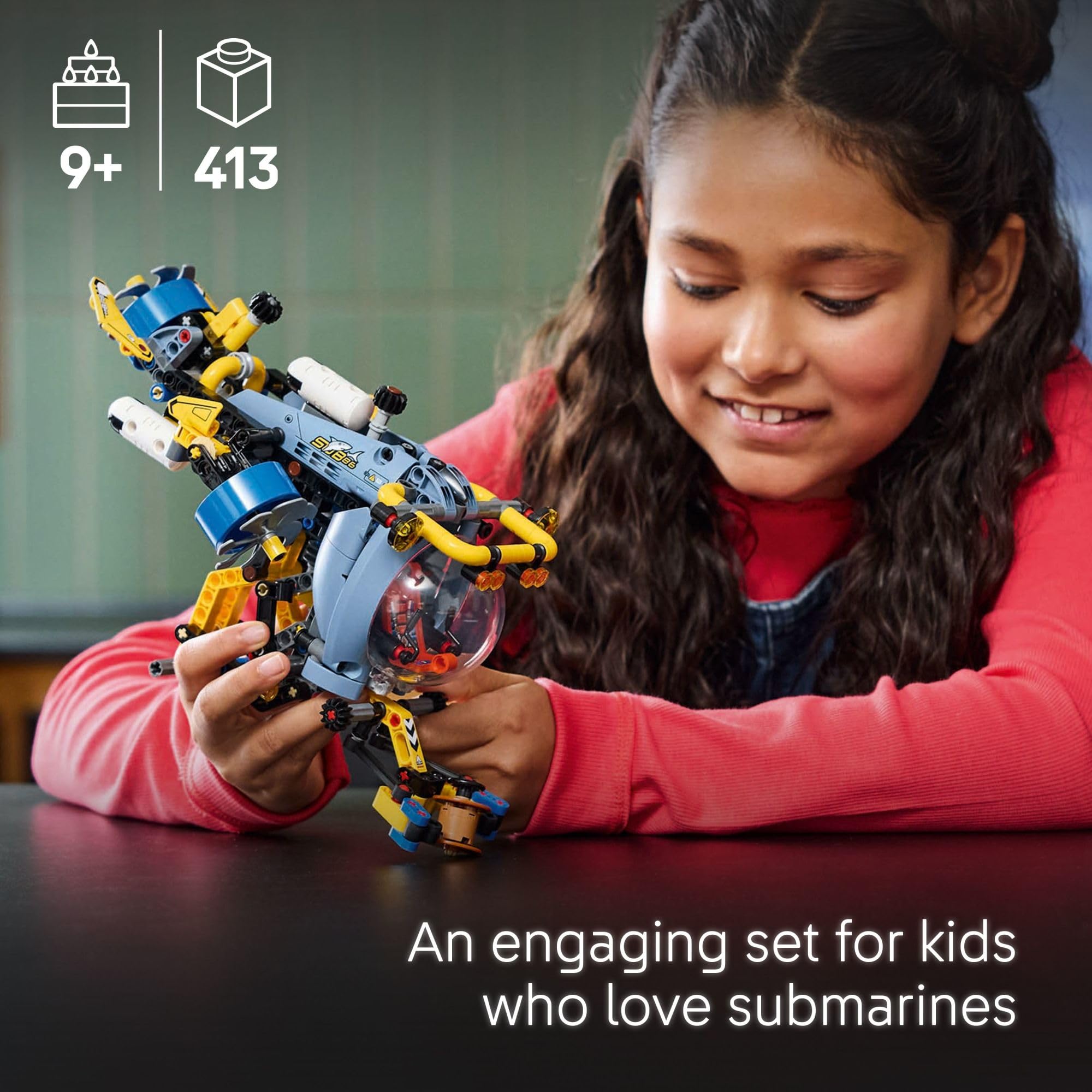 LEGO Technic Deep-Sea Submarine propellers spinning for realistic movement.