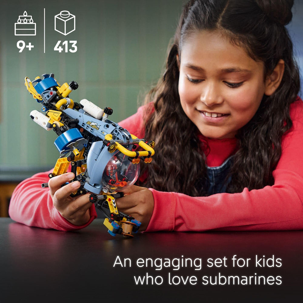 LEGO Technic Deep-Sea Submarine propellers spinning for realistic movement.