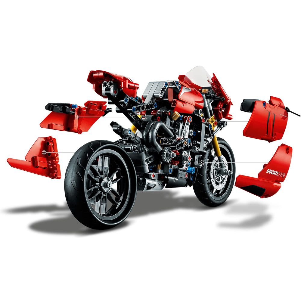 LEGO Technic Ducati Panigale V4 R front suspension details for lifelike movement