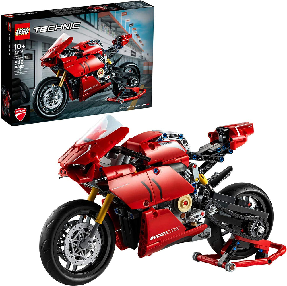 LEGO Technic Ducati Panigale V4 R gearbox action demonstrates two-speed mechanism in a compact model