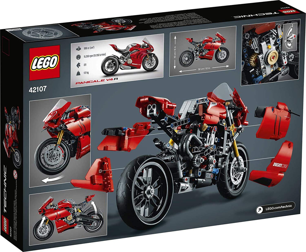 LEGO Technic Ducati Panigale V4 R rear view highlights suspension realism for play and display