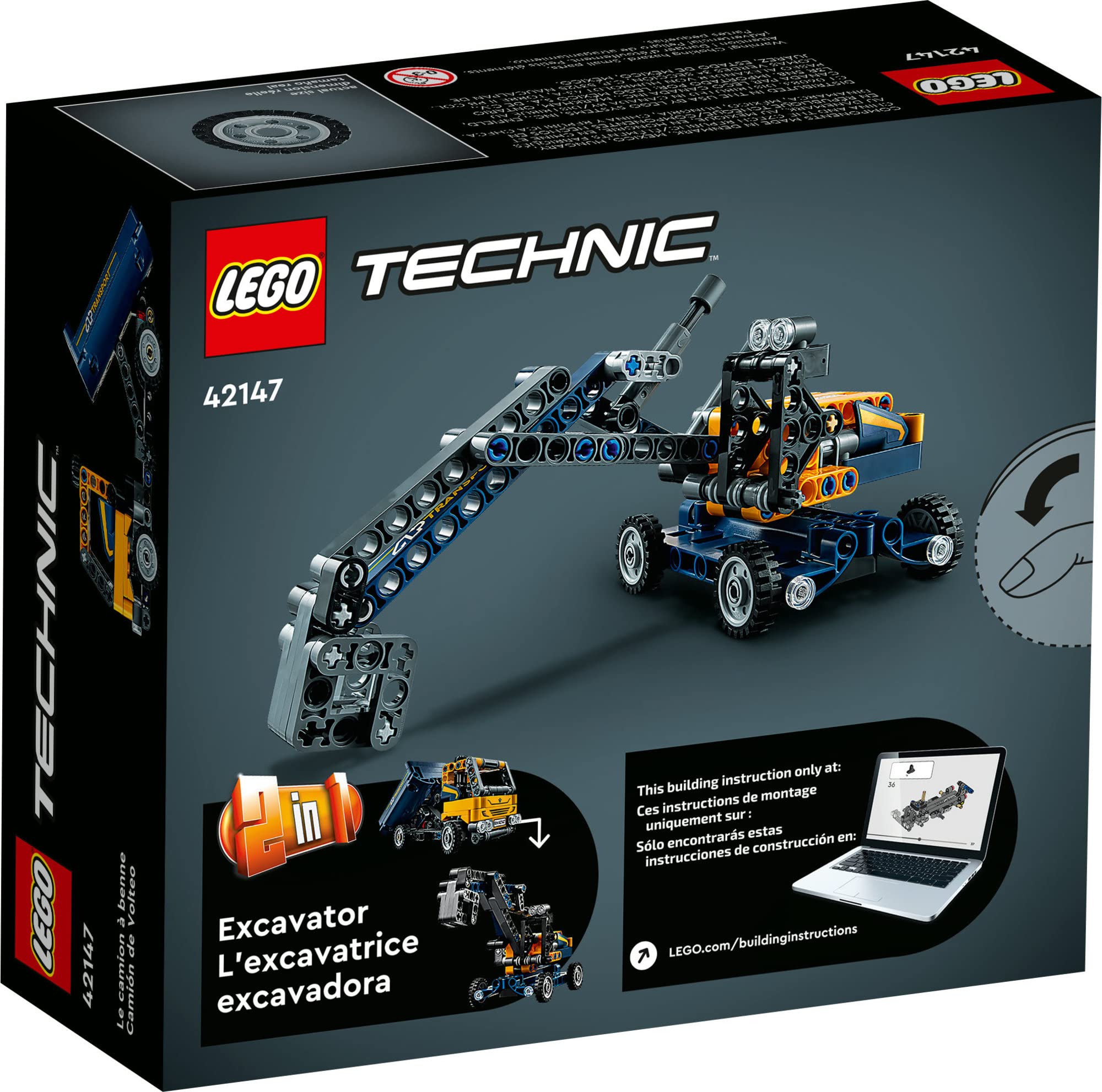 LEGO Technic Dump Truck 42147 pieces-display box emphasizes 177-piece challenge and gift potential