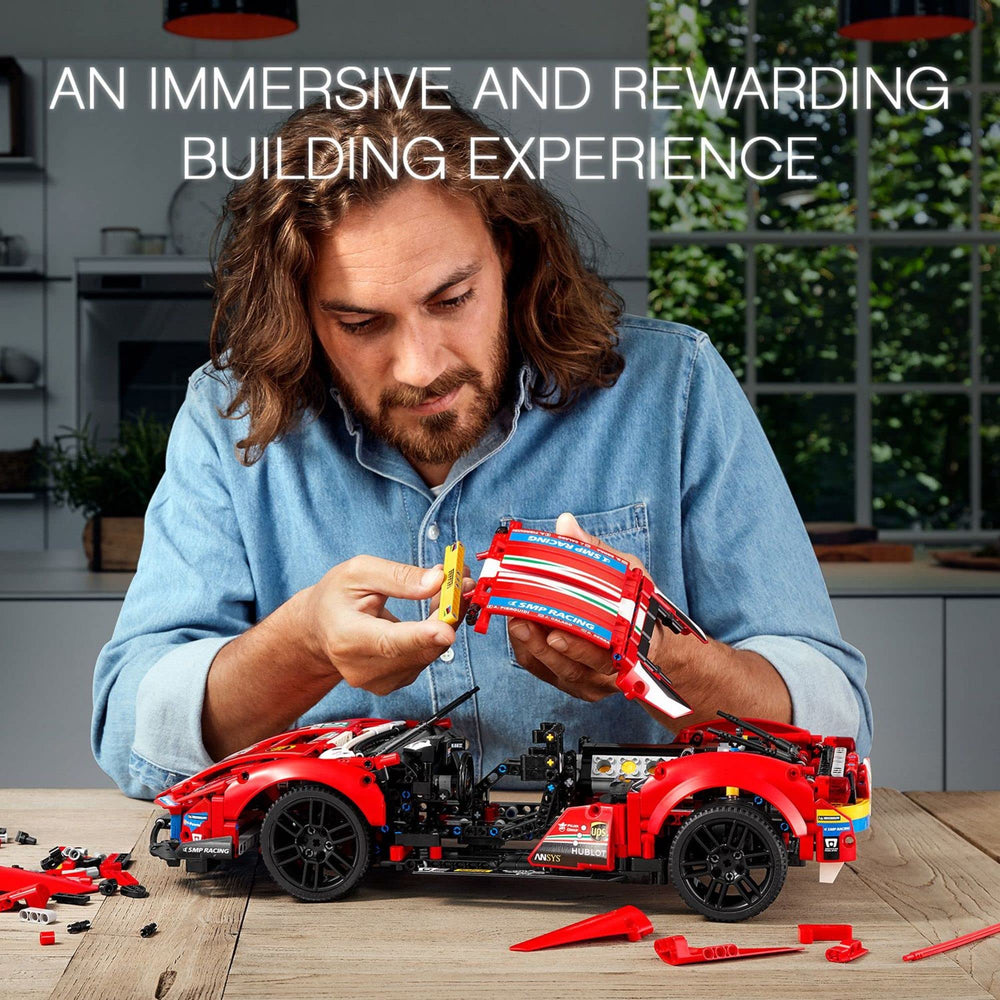 LEGO Technic Ferrari 488 GTE AF Corse 51 V8 engine pistons feature moving realism