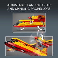LEGO Technic Firefighter Aircraft tail flaps moving to simulate flight