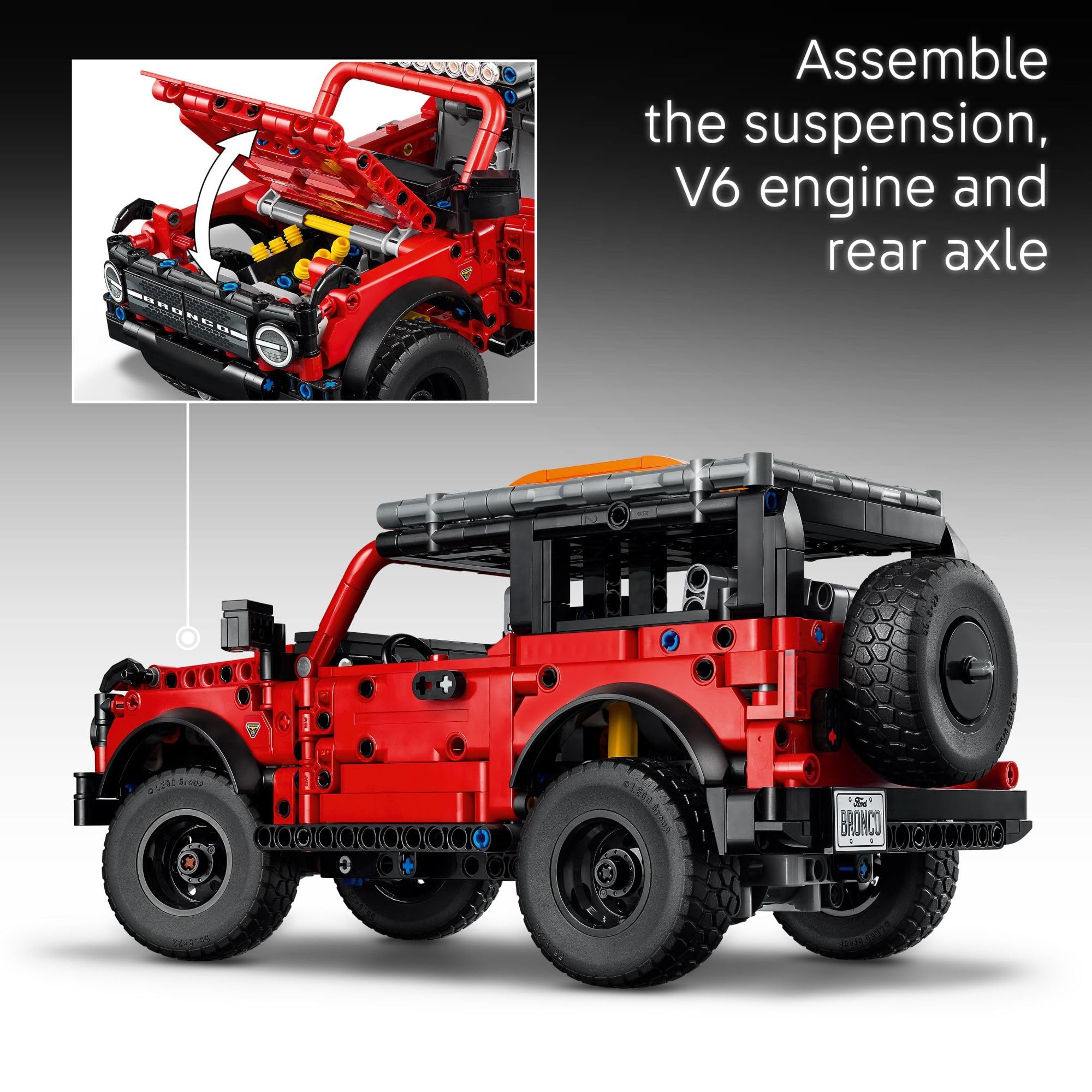 LEGO Technic Ford Bronco suspension working demonstrates real suspension mechanics in buildable form.