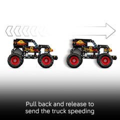 LEGO Technic Grave Digger Fire and Ice icy-side detailing adds bold contrast.