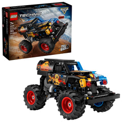 LEGO Technic Grave Digger Fire and Ice pull-back truck ready for fast arena-style play.