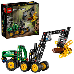 LEGO Technic John Deere 1470H harvester front view for authentic display and imaginative play.