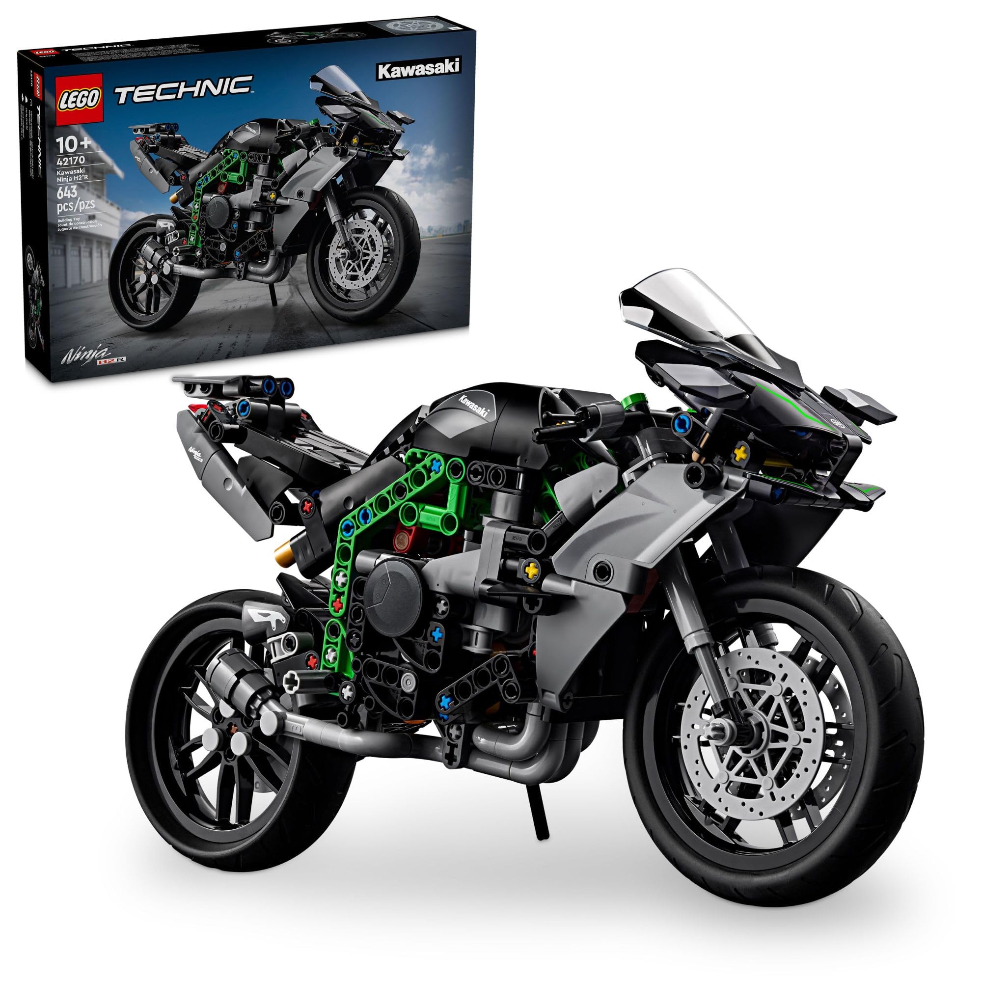 LEGO Technic Kawasaki Ninja H2R kickstand display for easy showcasing