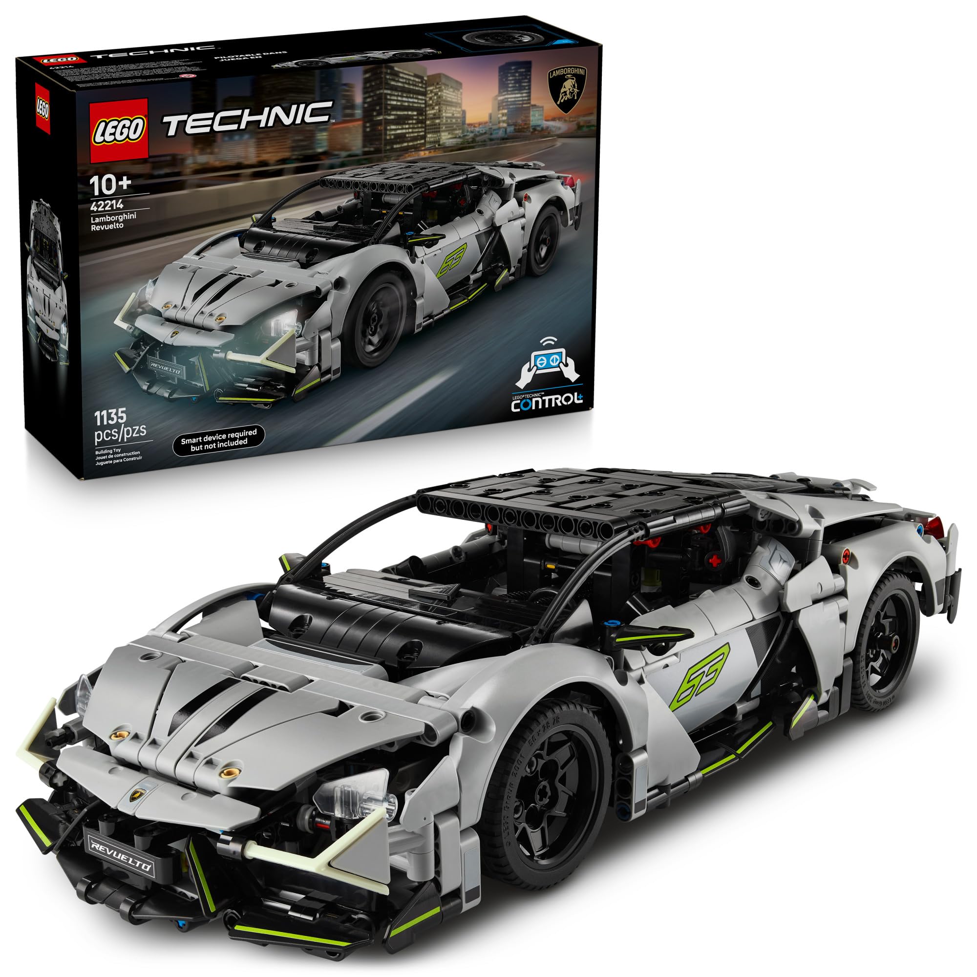 LEGO Technic Lamborghini Revuelto front view shows authentic styling for collectors.