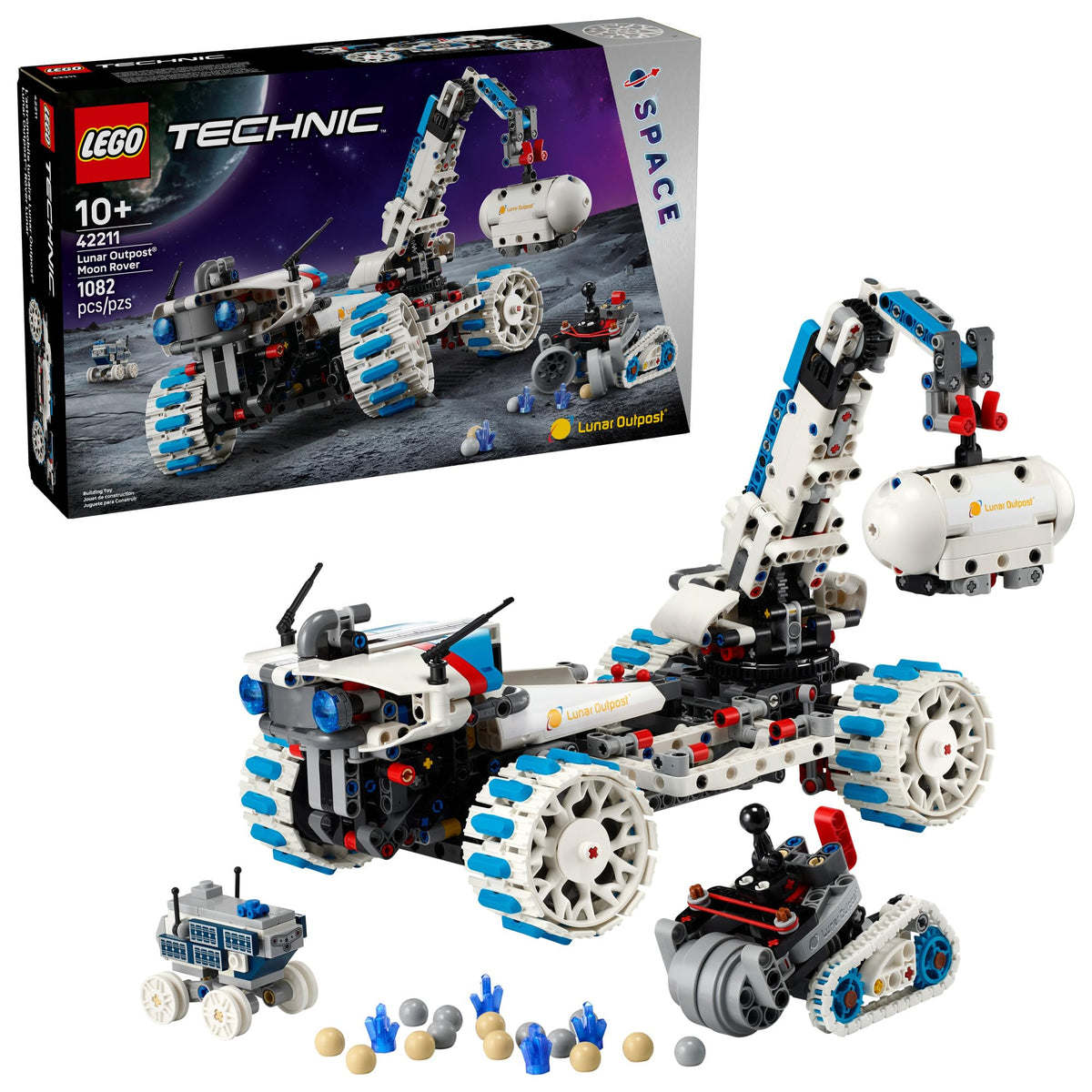 LEGO Technic Lunar Outpost Moon Rover detailed model for space STEM play