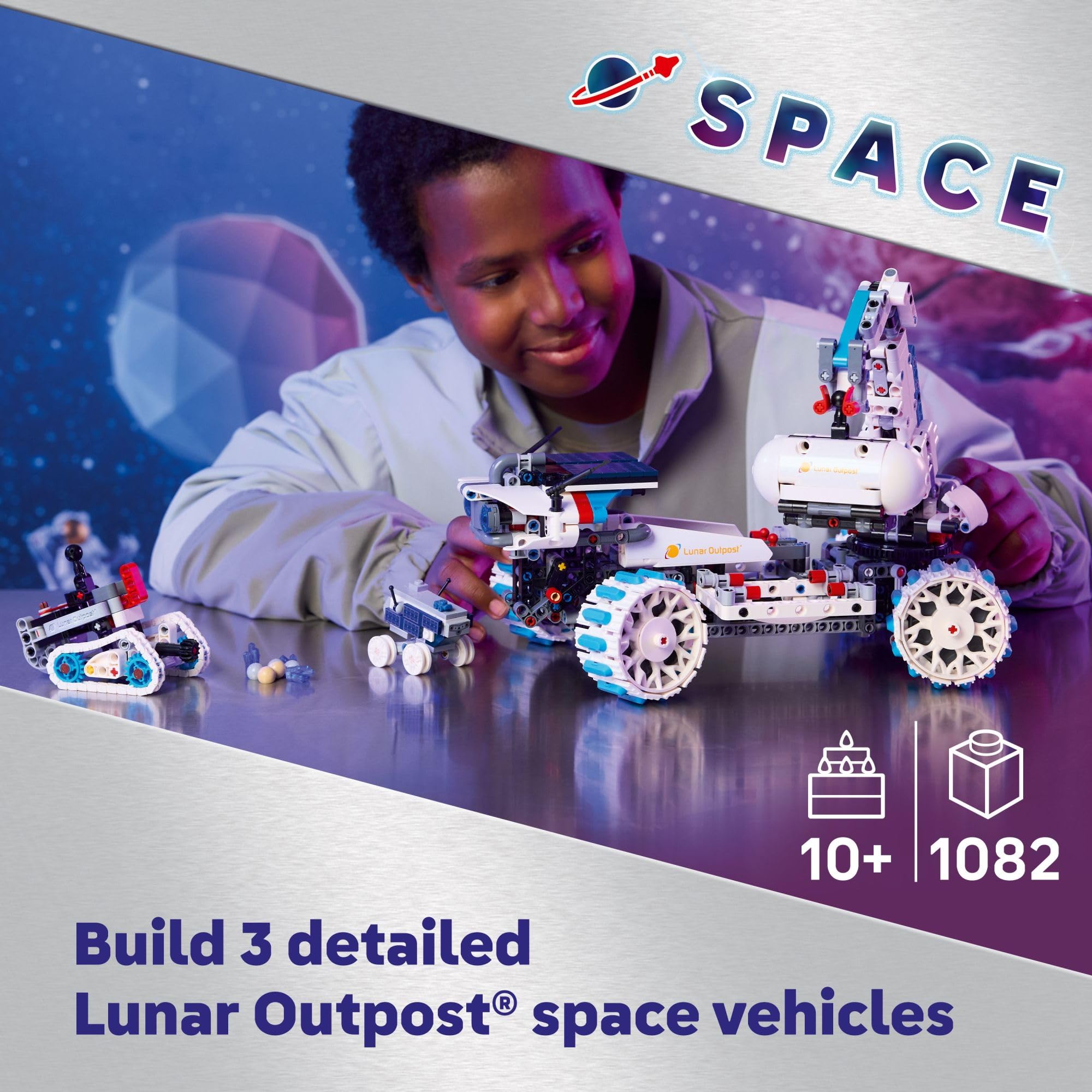 LEGO Technic Lunar Outpost Moon Rover rocker suspension demonstrates authentic engineering
