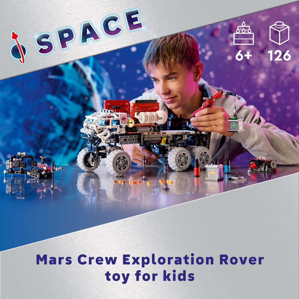 LEGO Technic Mars Rover suspension showcases smooth steering on rough terrain