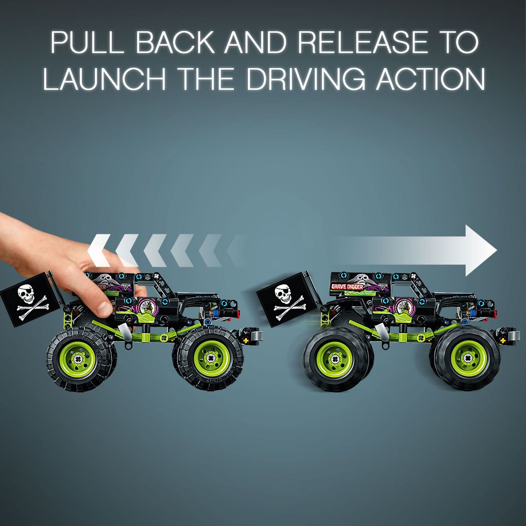 LEGO Grave Digger bendable flag adds authentic rally flair.