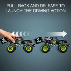 LEGO Grave Digger bendable flag adds authentic rally flair.