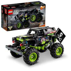 LEGO Technic Grave Digger front view with authentic Monster Jam graphics.