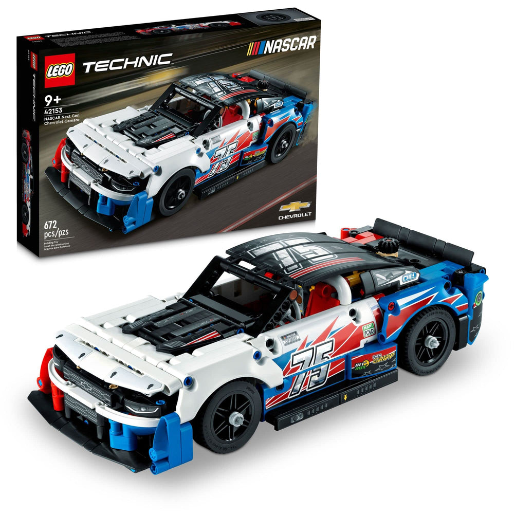 LEGO Technic NASCAR Camaro ZL1 front view highlighting authentic detailing for display and play
