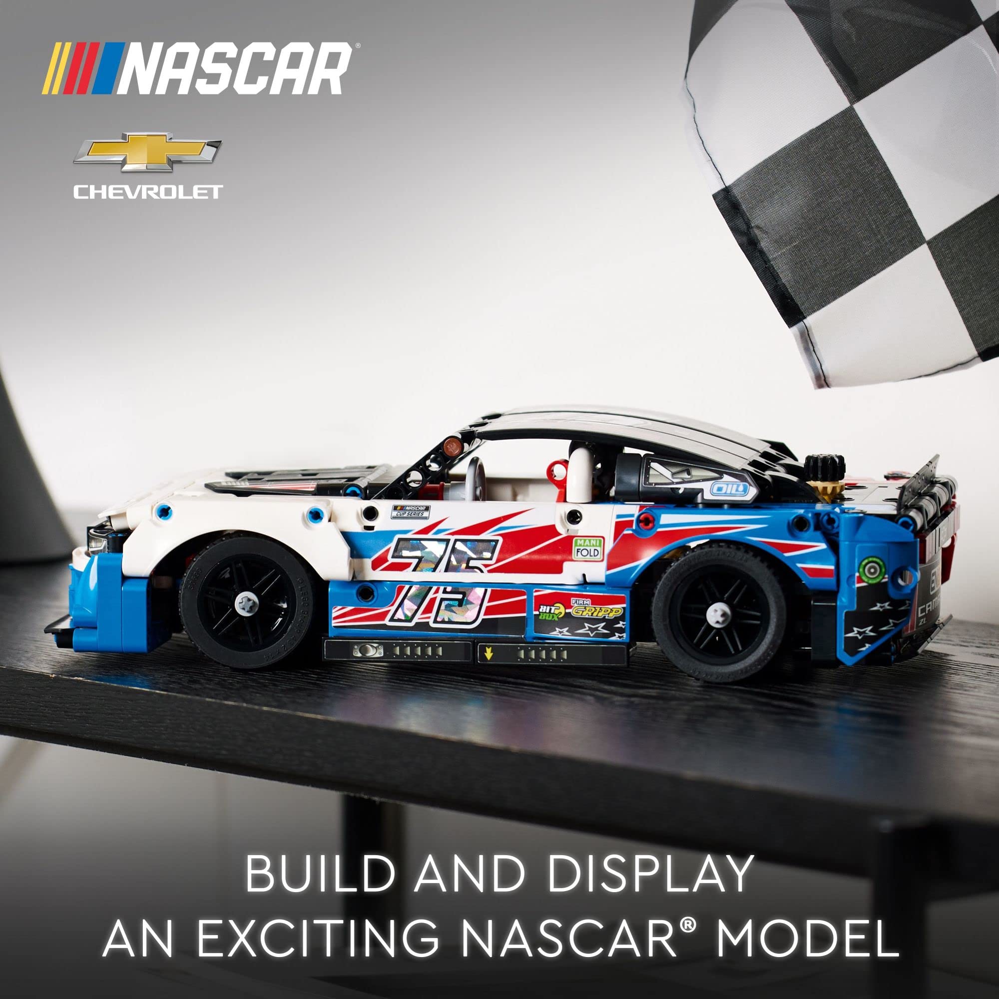 LEGO Technic Camaro ZL1 side profile showcases scale model realism for NASCAR fans