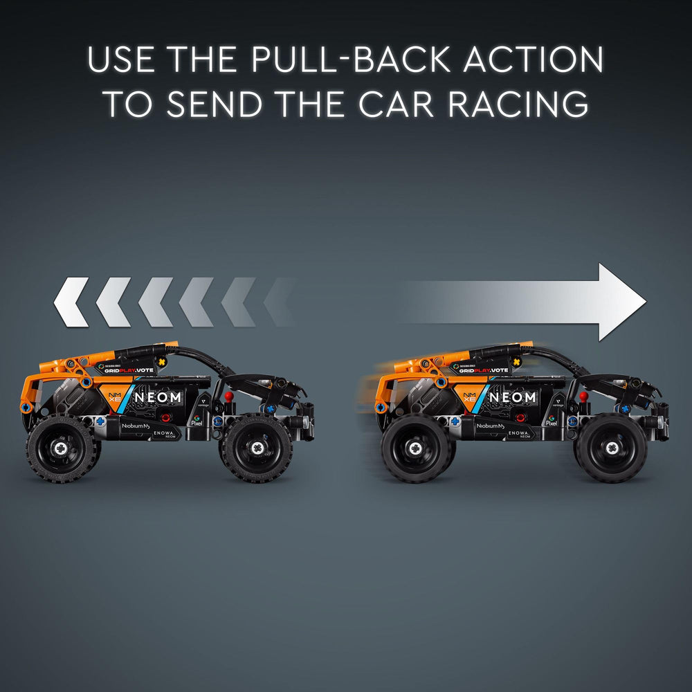 LEGO Technic NEOM McLaren Extreme E showing logo details