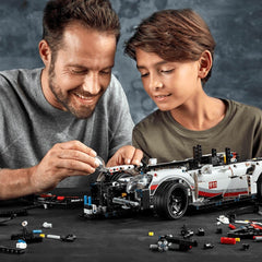 LEGO Technic Porsche 911 RSR chassis and six-cylinder engine display
