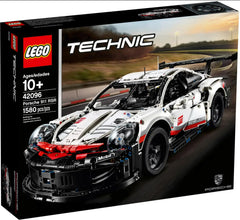 LEGO Technic Porsche 911 RSR front view shows authentic race car silhouette for display