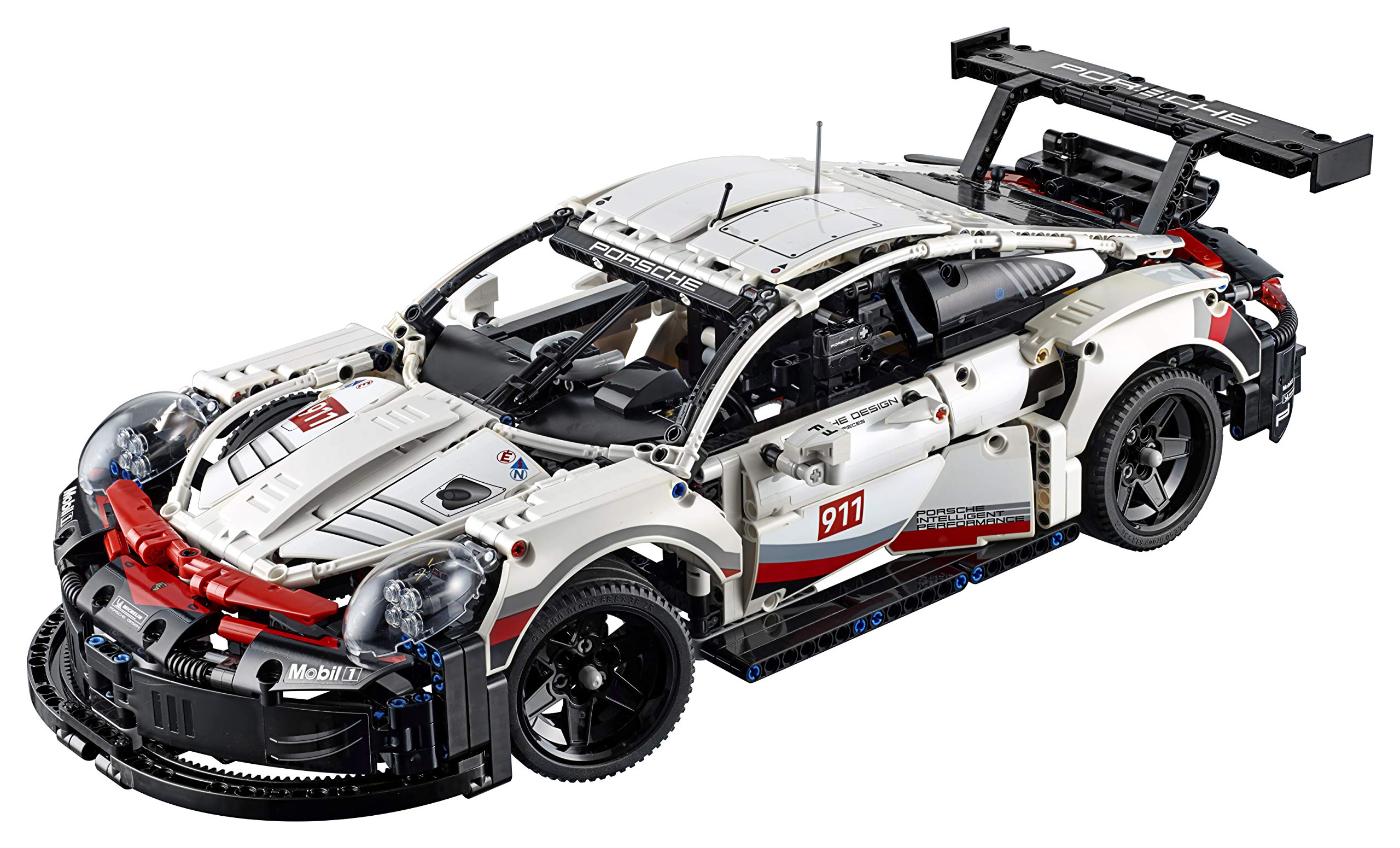LEGO Technic Porsche 911 RSR working differential adds authentic model functionality.