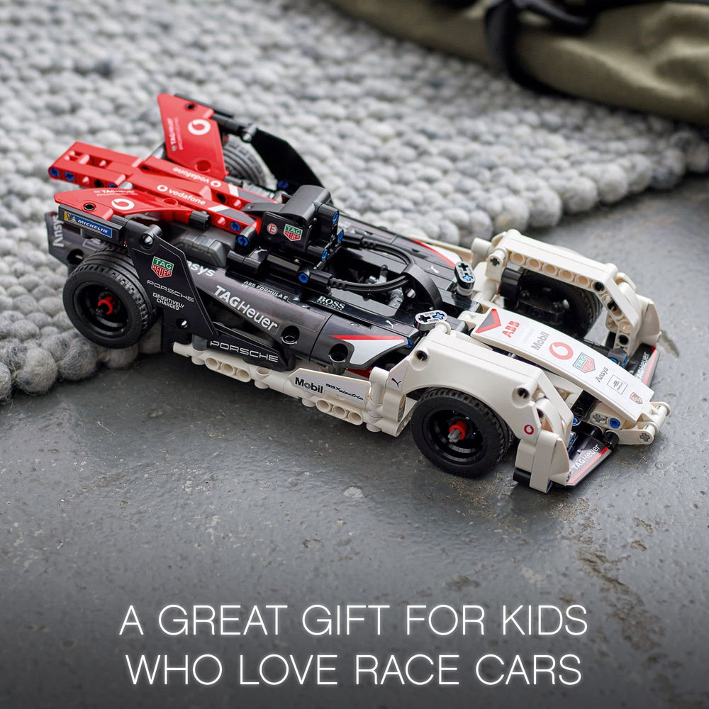 LEGO Technic pull-back race action demonstrates fast launch dynamics.