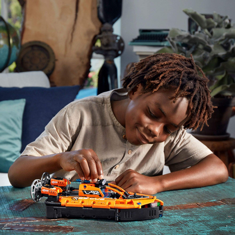 LEGO Technic Rescue Hovercraft hover effect and concealed wheels for dynamic play