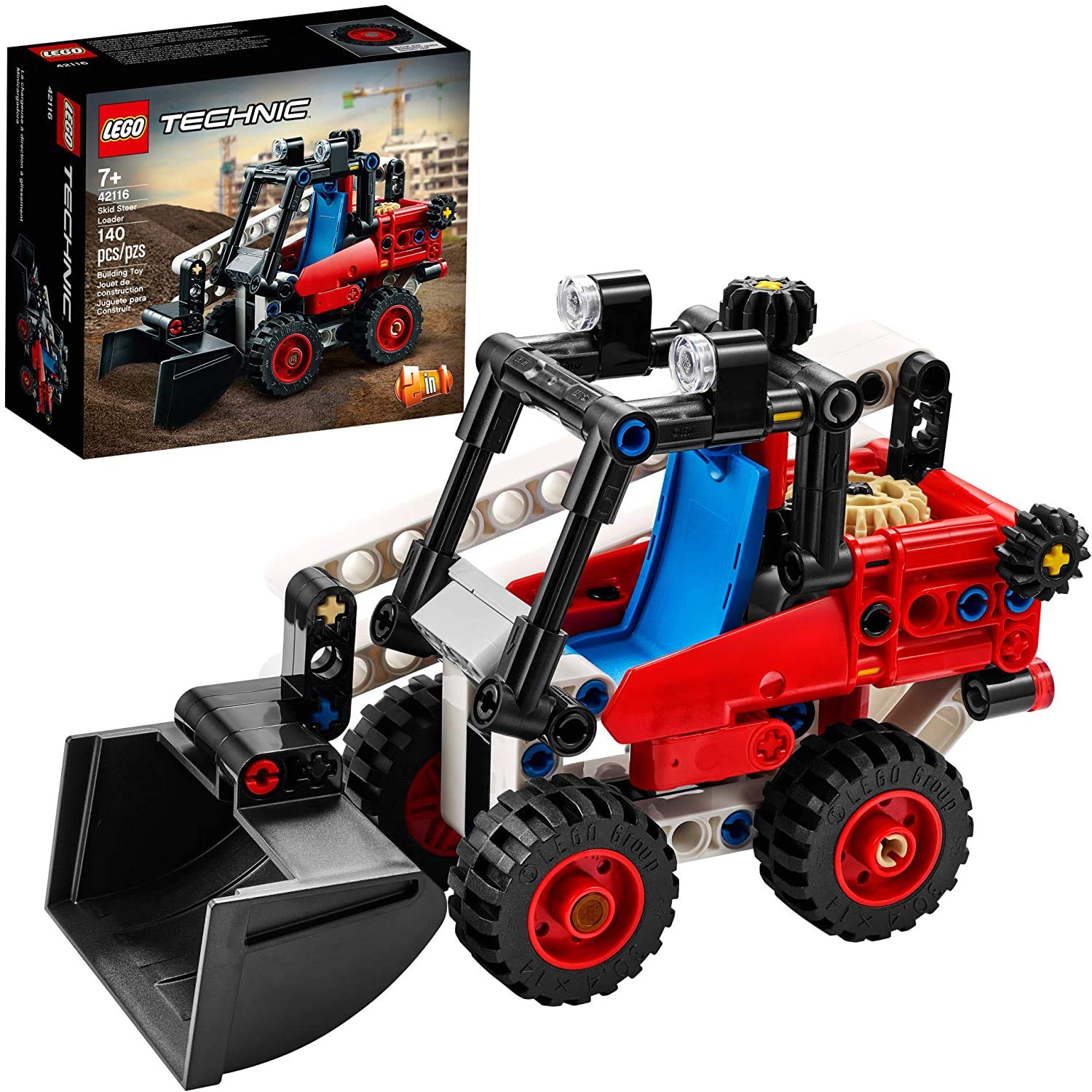 LEGO Technic Skid Steer Loader assembly with lifting bucket for imaginative play