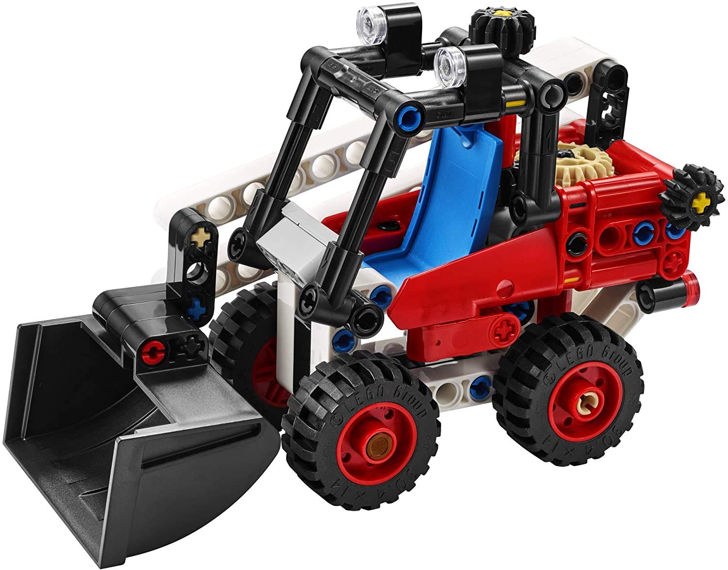 LEGO Technic Skid Steer Loader bucket in action showing lift and tilt