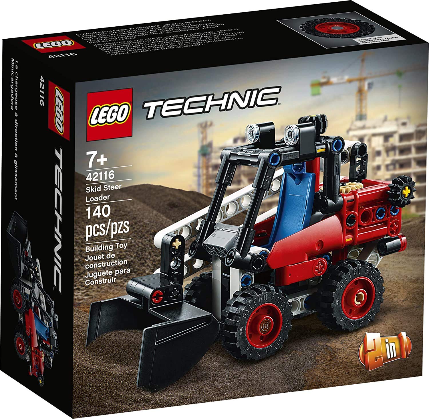 LEGO Technic Skid Steer Loader roll cage and lights for visibility on the job